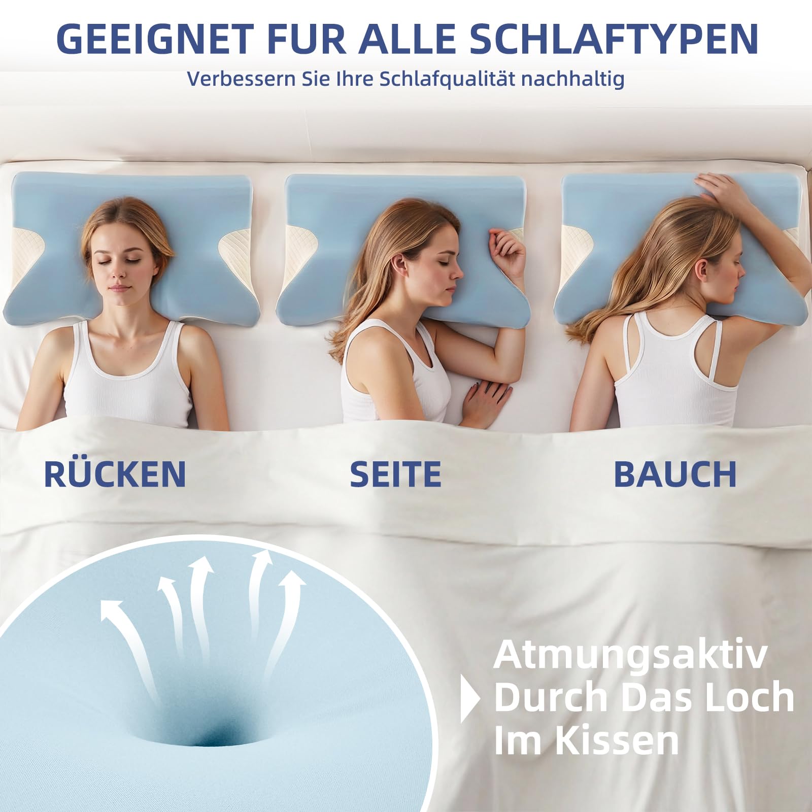 Almohada cervical ergonómica 2 en 1 de espuma viscoelástica