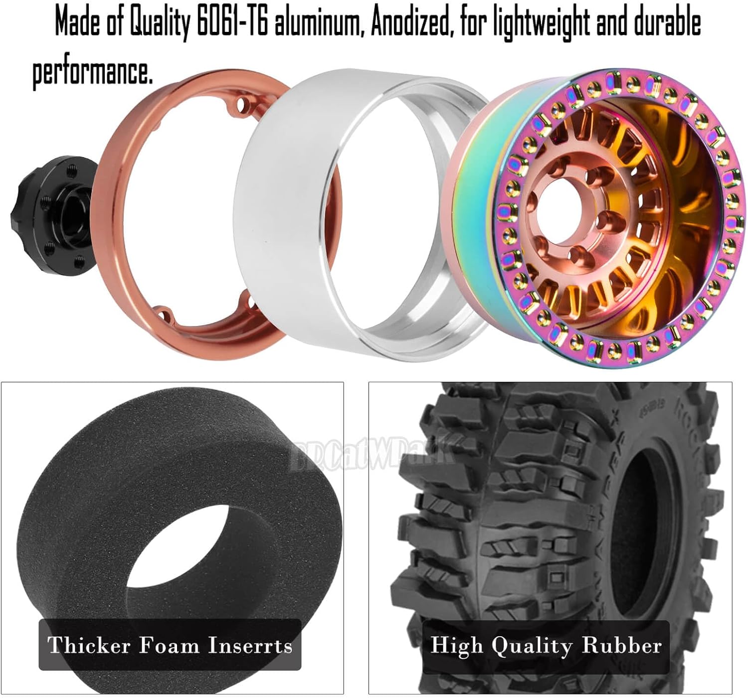 Aluminum RC 1.9 Wheel Tires for 1/10 SCX10 SCX10 II 90046 SCX10 III AXI03007 SCX10 Pro TRX4 TRX6 Gen7/8 D90 VS4-10 MST CFX RC Crawler Car,4pcs RC 1.9 Beadlock Wheel,Bronze