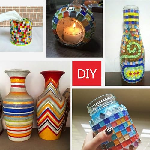 Miniatura 10 de Azulejos de vidrio de mosaico de colores mixtos, piezas de cristal brillantes, azulejos de mosaico de cristal cuadrados con purpurina a granel para