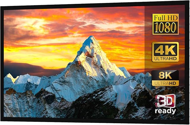 Maclean MC-921 ekran z ramką 16:9 XXL powierzchnia projekcyjna kino domowe, ekran projekcyjny na płótnie (100" 221 x 124 cm)