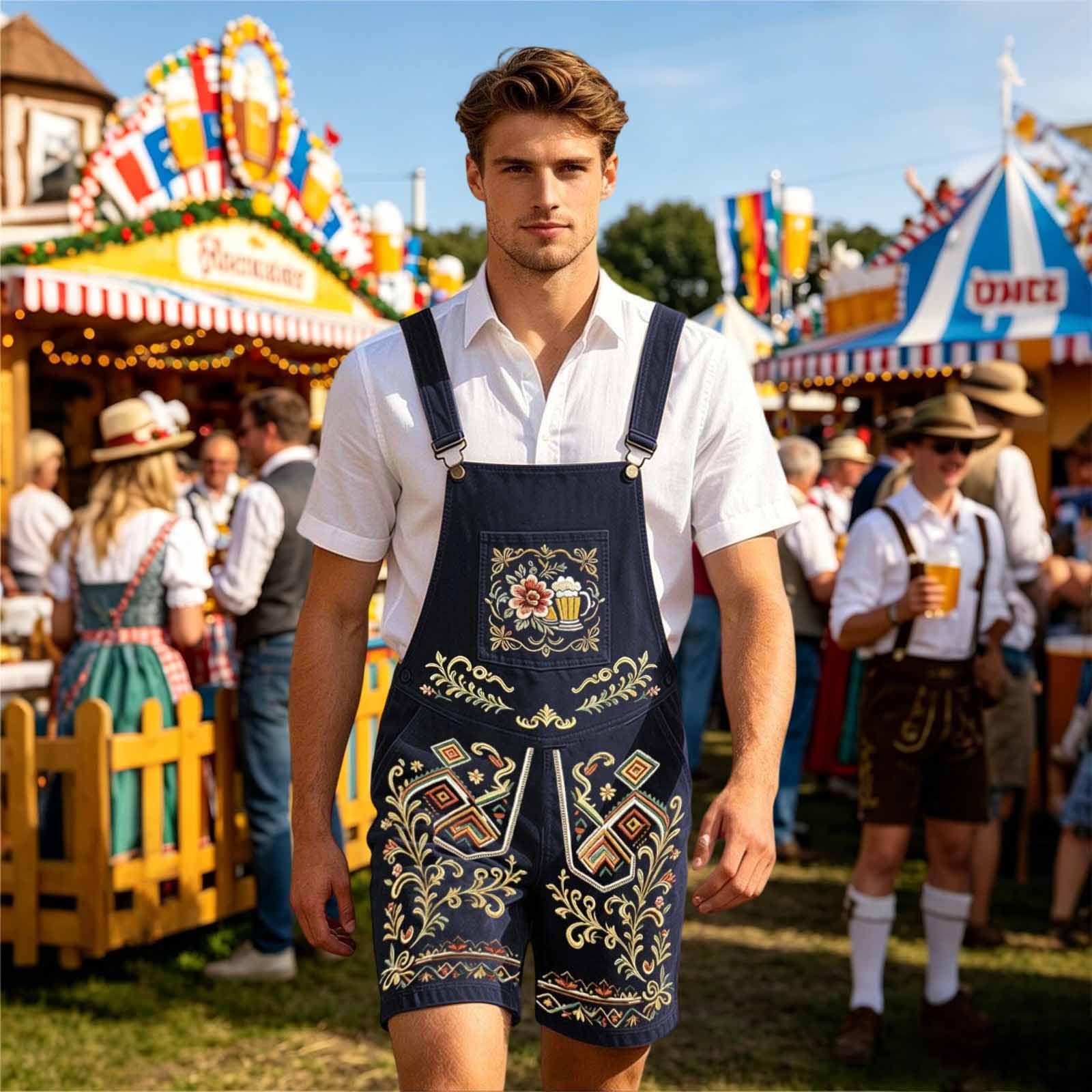Generisch Leder Hosen Herren Herren Bierfest-Stil Lässige Shorts mit Streifenmuster für Freizeit Outdoor Alltag