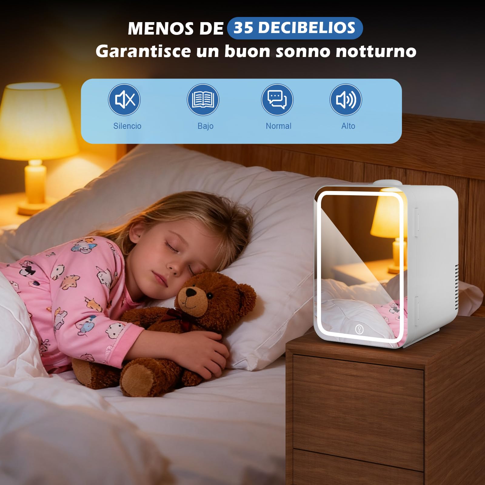YU YUSING Mini Nevera 8L con Espejo LED, Frigorificos Pequeños Cosmética | mini frigorifico, Función Frío y Calor, Nevera Pequeña Portatil 12V/220V para Habitacion Coche Oficina Dormitorio, 8L, Blanco