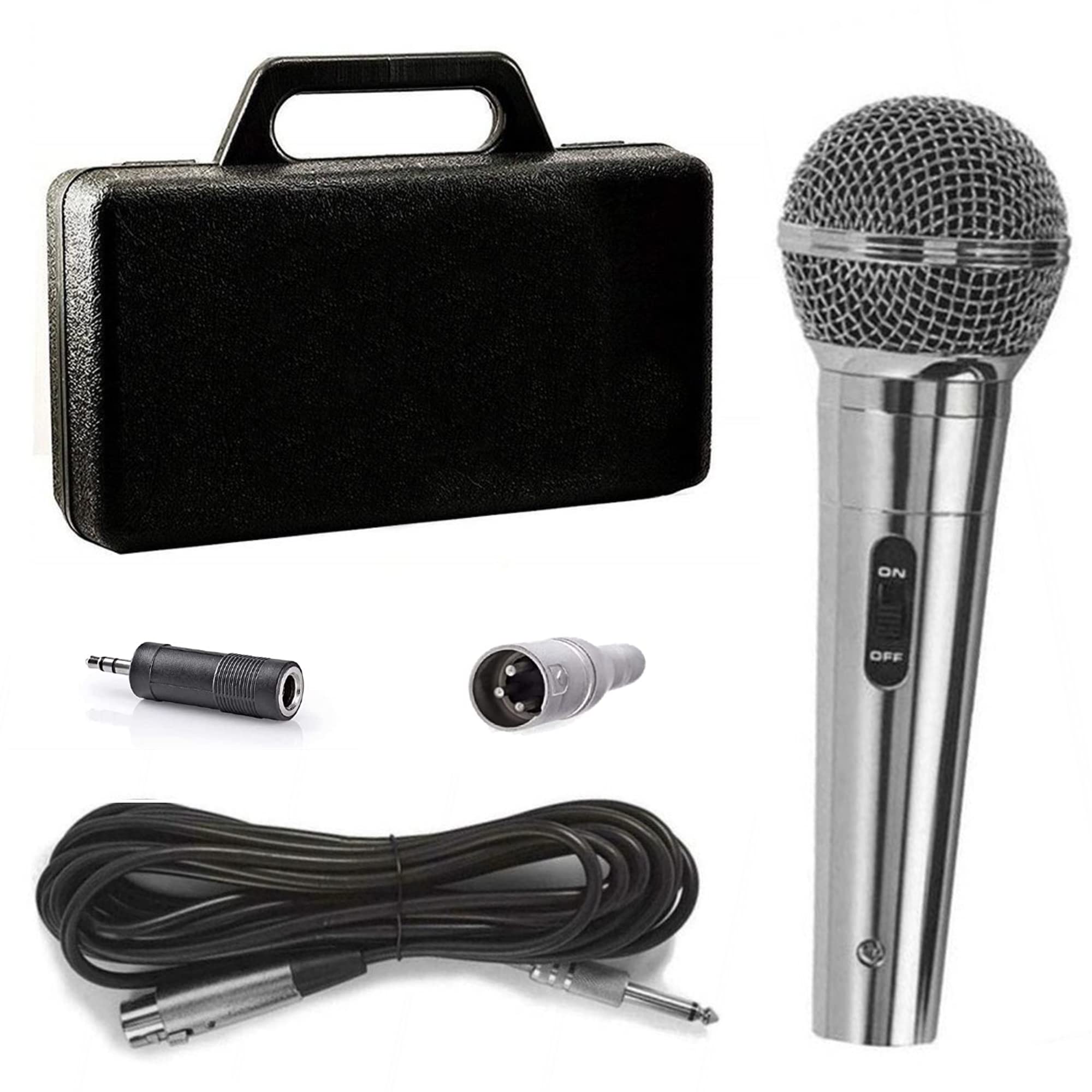 TronicXL Premium Mikrofon dynamisch - Silber - Gesang & Bühne + 5m Kabel XRL I 6,35mm I 3,5mm Klinke Mic Set Micro Gesangs Mikro dynamisches