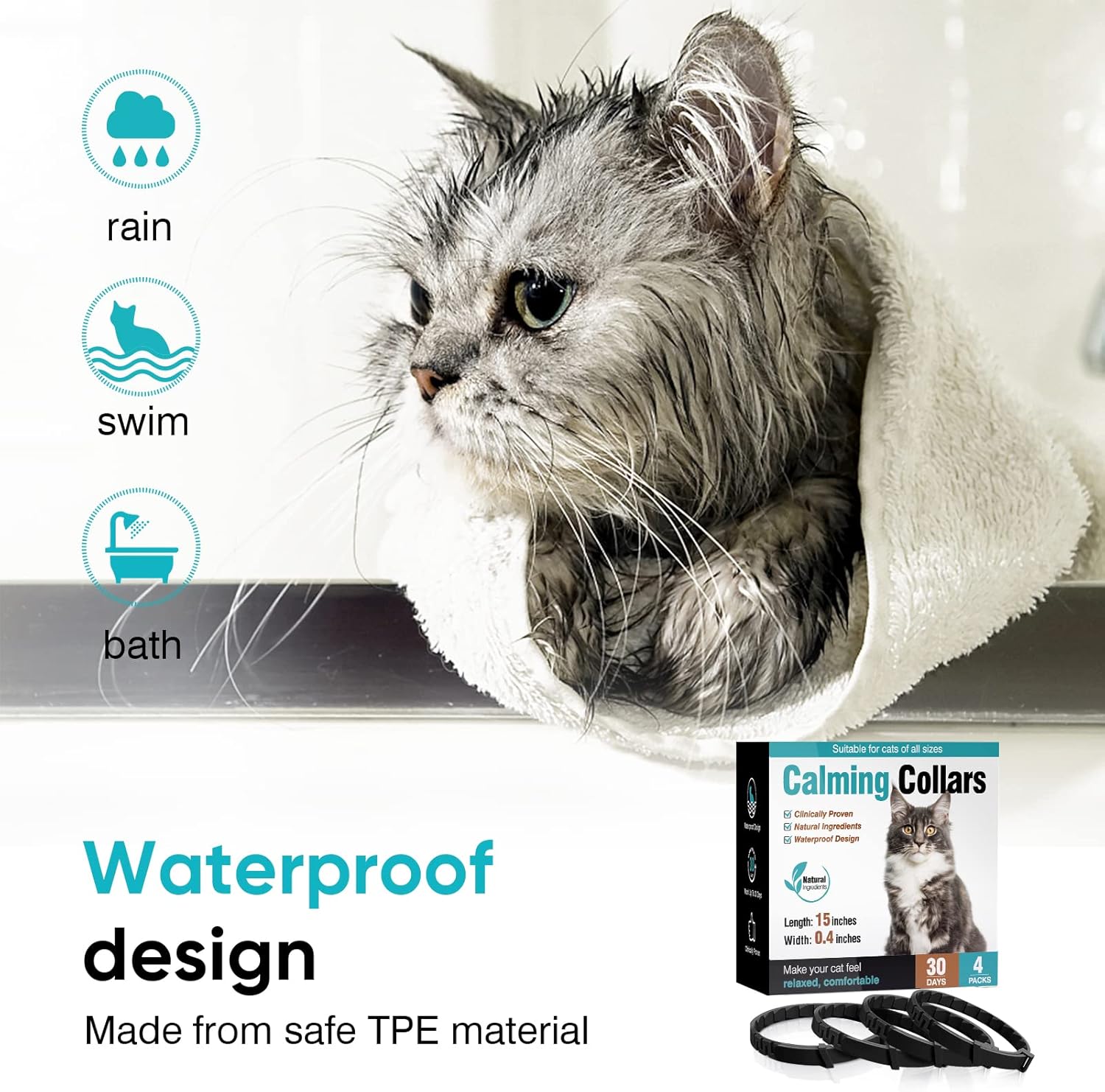 Calming Collar for Cats 4 Pack Calming Cat Collars Anxiety Relief Lasts 30 Days Pheromone Collar for Cats Adjustable Appeasing Calming Collar For Kitten Kitty Calm Collar Cat Make Comfortable Relaxed : Pet Supplies