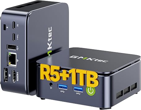 GMKtec G10 Mini PC Equipped with Ryzen 5 3500U Stable Up to 3.7 GHz, 4 Core, 8 Threads, WiFi 5/BT5.0, 2.5G LAN, Small PC, Quiet Design, USB 3.2 x 3, 3 Screens, HDMI/DP/Type-C 8K Output AMD Ryzen 5 35000U, 16GB+1TB-NEW