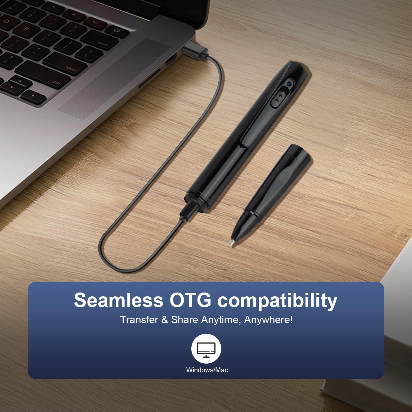 Mini caméra multifonction HD 1080p avec carte de 64 Go, longue durée de vie, transfert de données USB, 5 recharges incluses