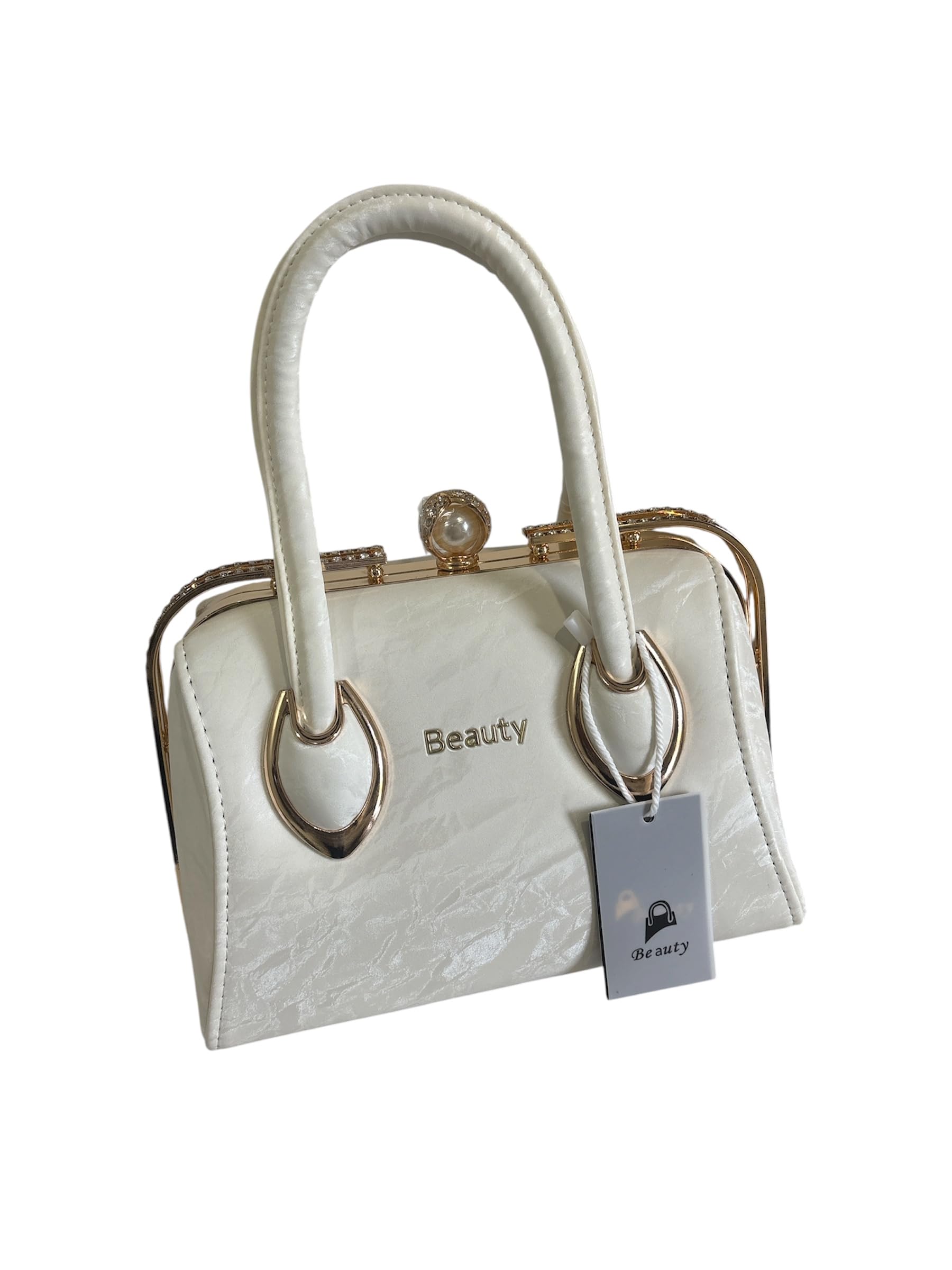 Ayansh Creation Beauty White PU Leather Handbag with Gold-Tone Kiss-Lock Frame-picture-32