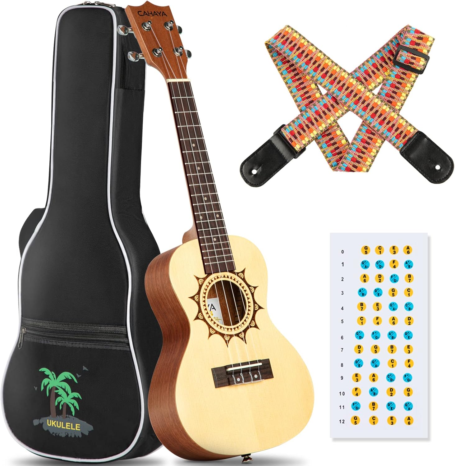 CAHAYA Ukulele Concerto 23 Pollici in Legno con Borsa di Trasporto e