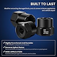 Vista 6 de Kit de extractor de pernos de 13 piezas, extracción de tuercas desnudas, juego de llaves extractoras de tornillos de 3/8 pulgadas, SAE y métrico
