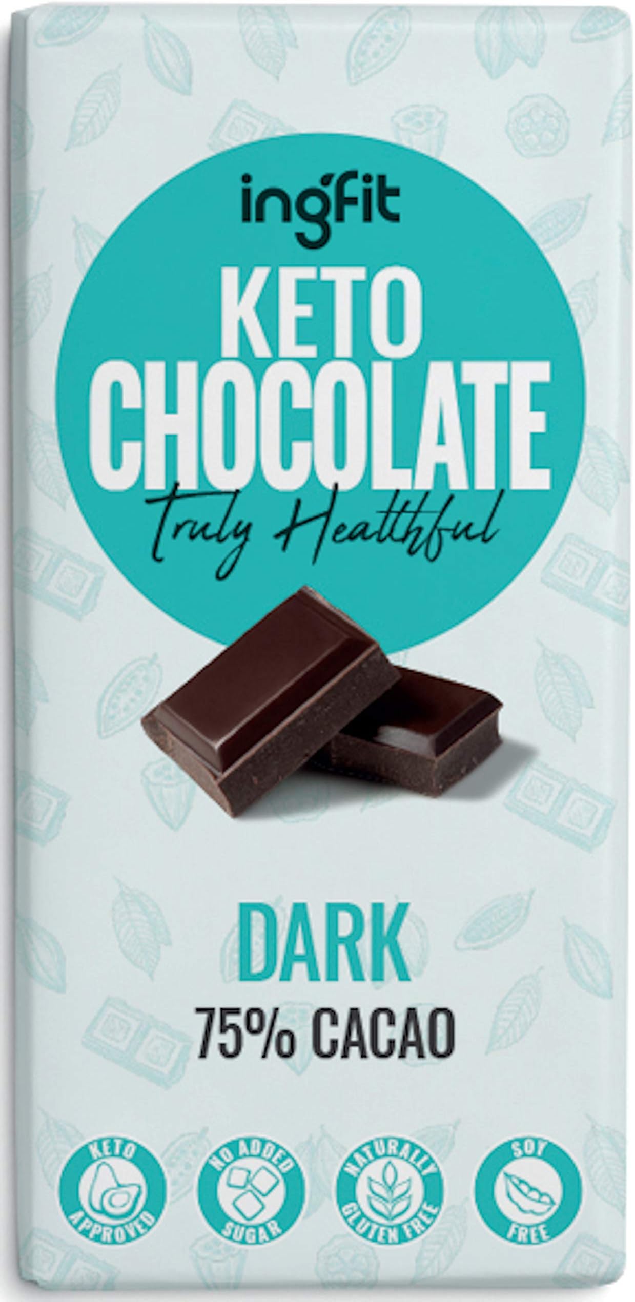 ingfit – Sugar Free Keto Chocolate (Dark 75% Cacao)