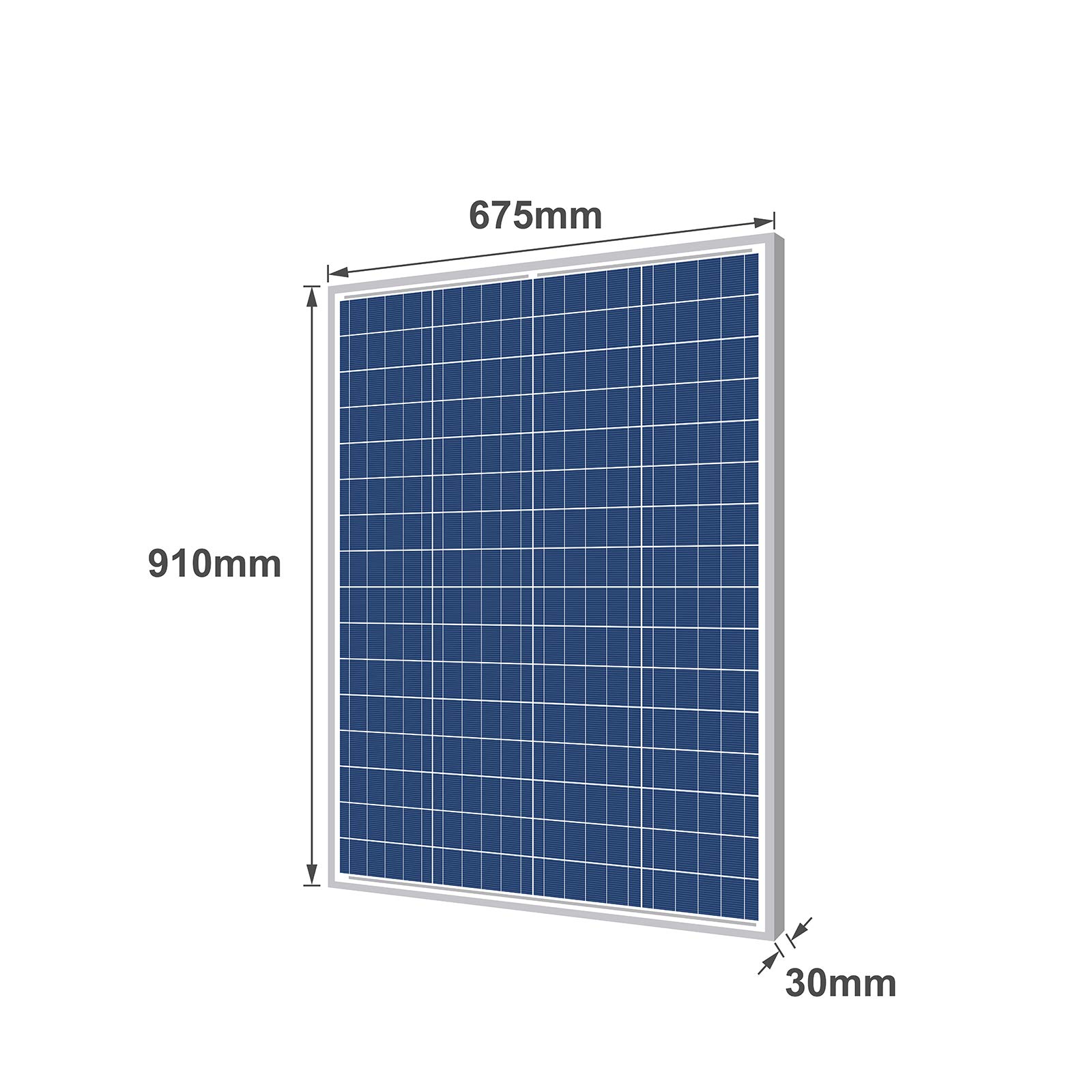 Newpowa®, pannello solare, 100 W (Watt), 12 V (Volt), 2 pezzi, policristallino, ad alta efficienza, fotovoltaico, in policarbonato, per camper, case, giardino, barche