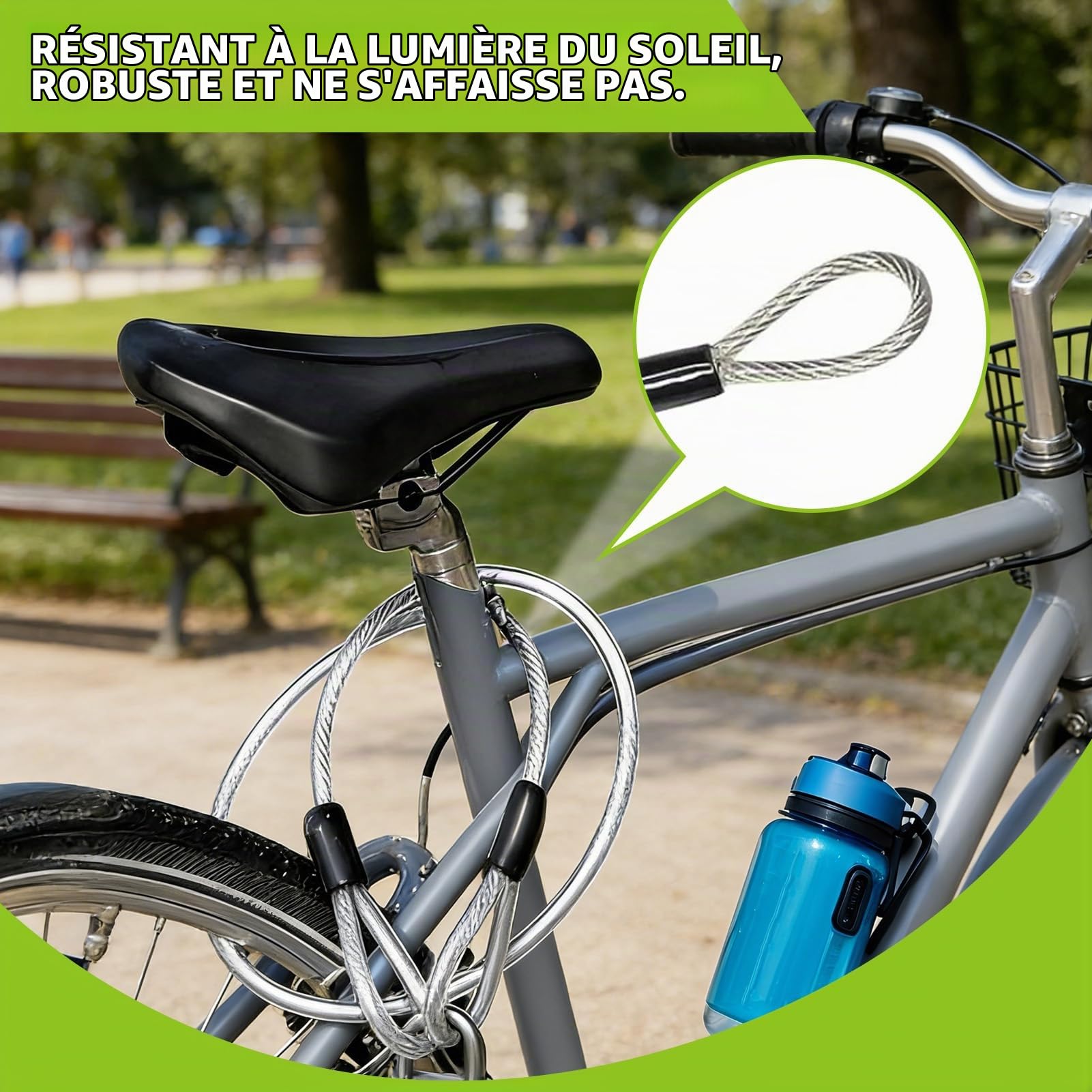 4PCS Câbles Antivol en Cable Acier 1m avec Mousqueton, Cordelette de Sécurité Robuste, Elingue Polyvalente et Chaine Antivol pour Vélo, Éclairage, Bagages et Équipements, Usage Intérieur et Extérieur