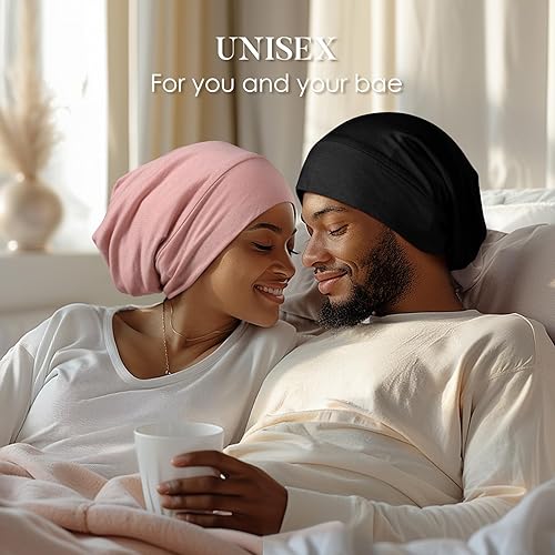 Miniatura 6 de LULUSILK Gorro 100% seda de morera para mujeres y hombres dormidos, no más cabello enredado y encrespado, gorro de dormir de seda real para cabello