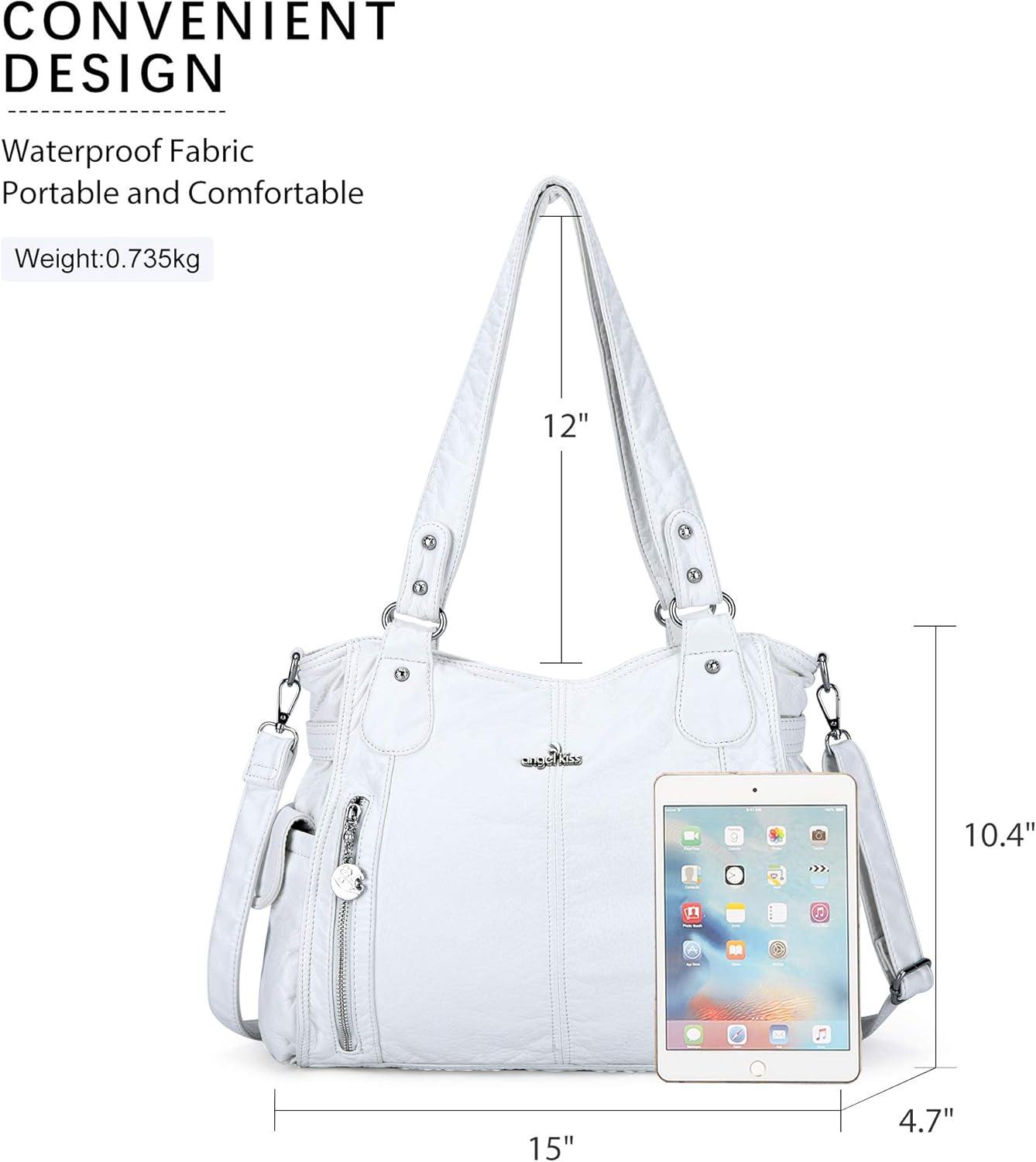 Angel Kiss Handbags for Womens Top-Handle Hobo Purse Roomy Casual Shoulder Bags PU Tote Satchel Purse for Women - Image 3