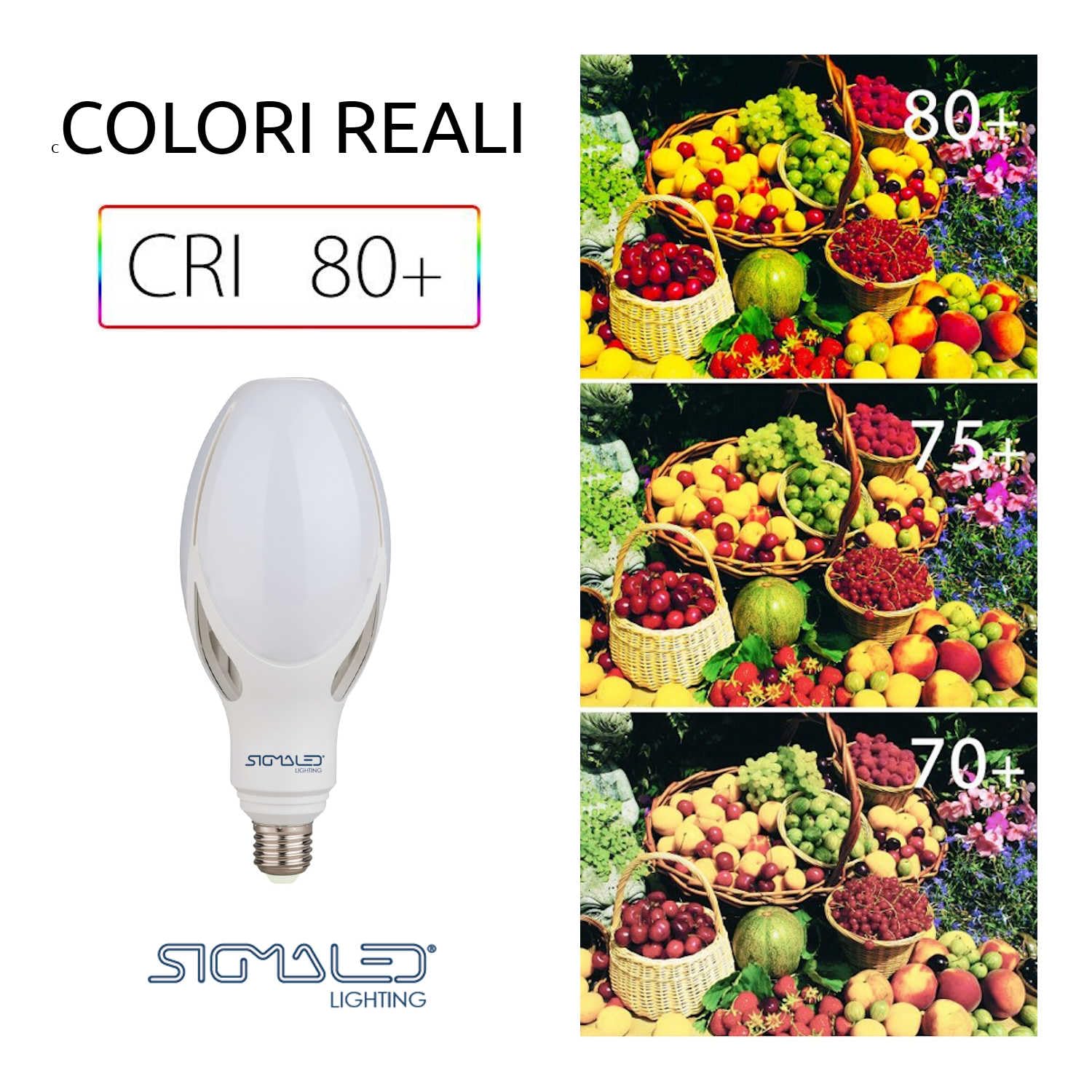 Sigmaled lighting, LAMPADA LED E27 50W (equivalente a 350W), Luce bianca NATURALE 4000K, 5500 lumen, Attacco grande E27, Lampadina LED ED90, 90x216mm