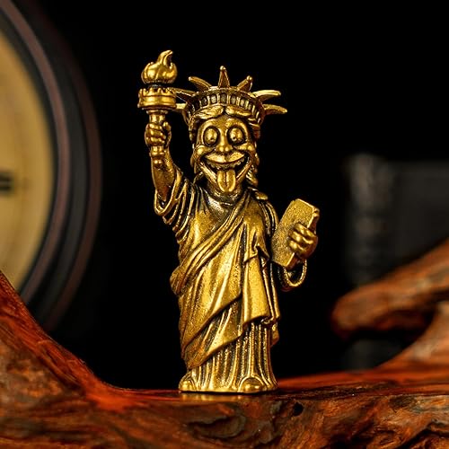100% Solid Brass Statue of Liberty Figurine - Vintage Cartoon Style Collectible 