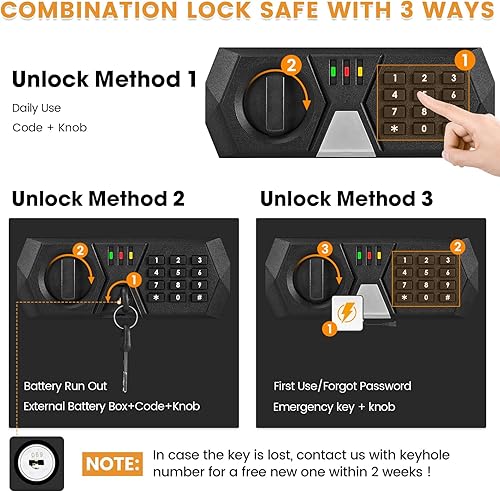 Miniatura 3 de 1.2 Cu ft Home Safe Box with Fireproof Waterproof Bag, Small Electronic Digital Safe with Programmable Keypad and Removable Shelf, Office Security