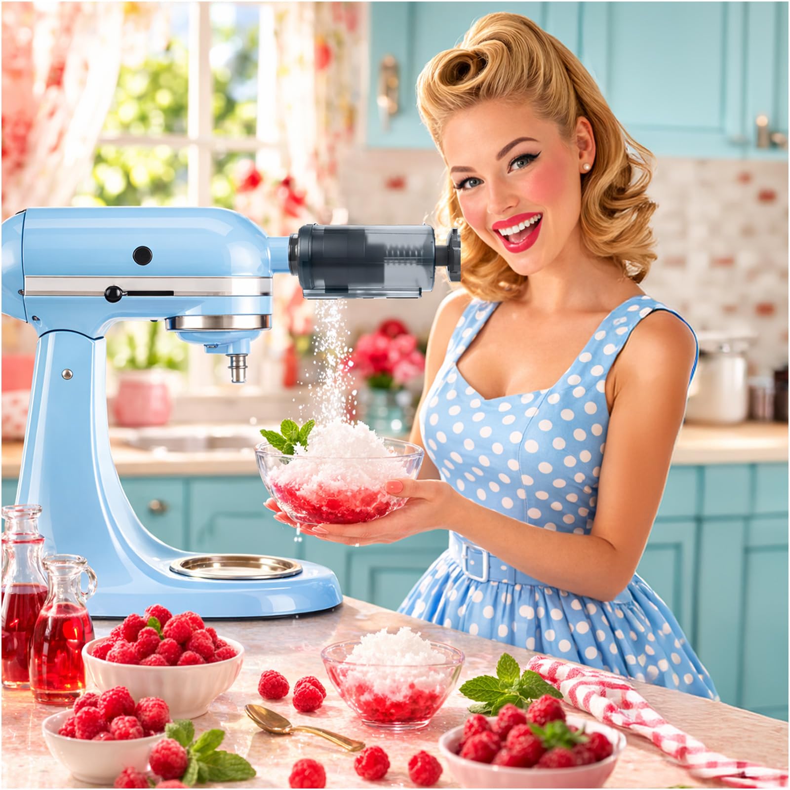 Accessoire pour Machine à Crème Glacée pour KitchenAid Batteur sur Socle – Pour les Modèles 4.5QT, 5QT & 6QT Tilt-Head et Bowl-Lift – Bol de 1,9L pour Crème Glacée, Sorbet, Gelato et Yaourt Glacé