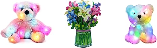 igloofy Ramo de flores de papel y oso de peluche iluminado para cumpleaños