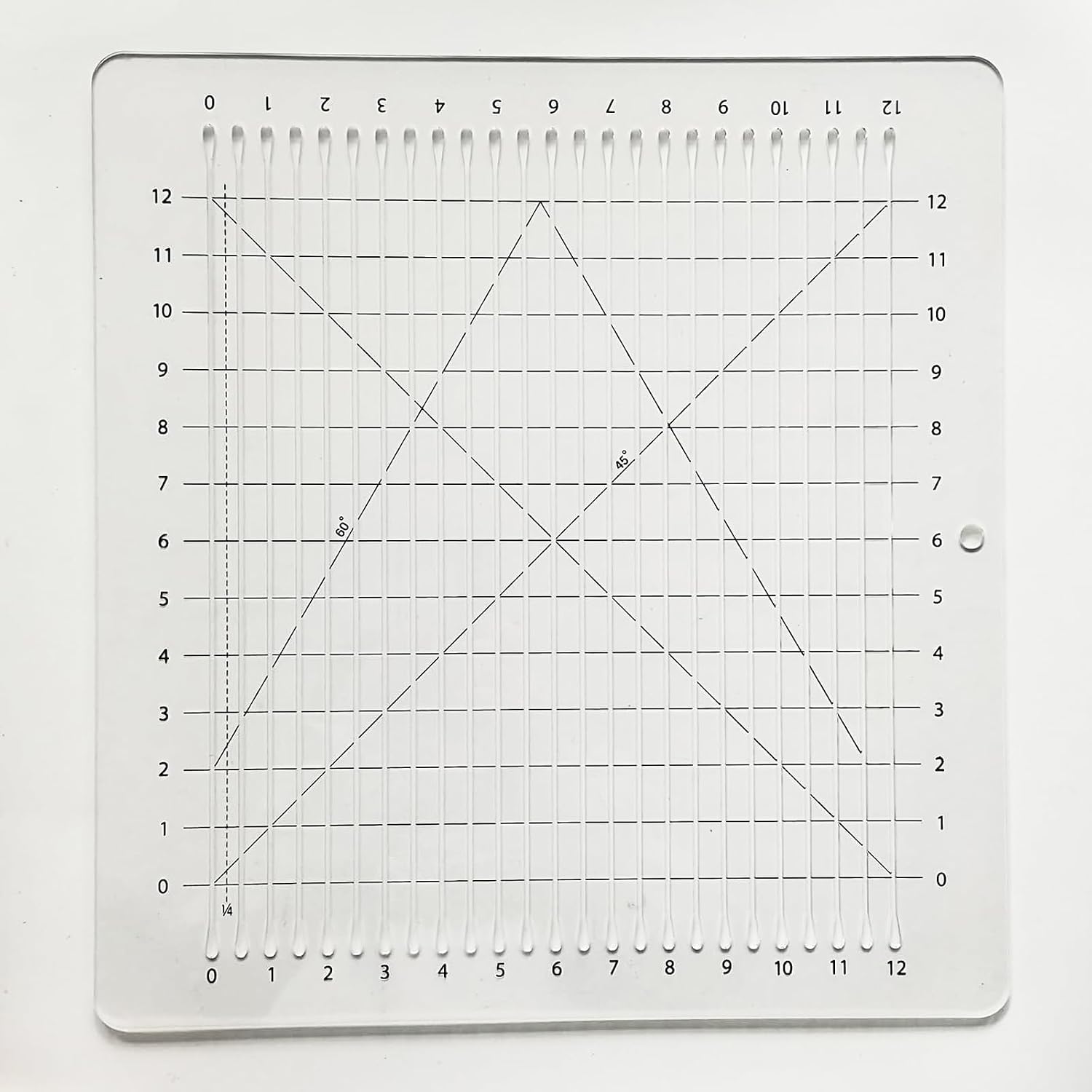 12 x 12 Inches Shape Cut Ruler, Slotted Quilting and Sewing Ruler for Precise Fabric Cutting