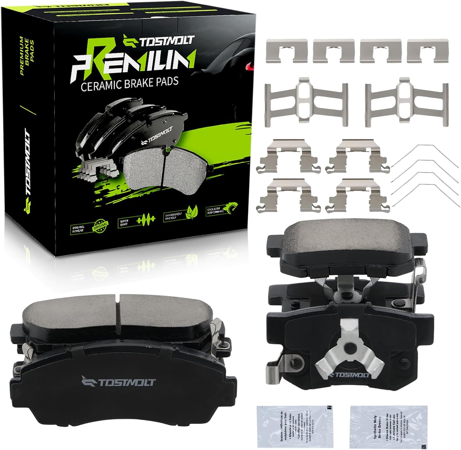 New 8pcs Complete Front+Rear Super Quiet Shimmed Slotted Ceramic Disc Brake Pads Set w/Installation Hardware Compatible With 07-11 CR-V 12-16 CRV AWD 10-15 Accord Crosstour 10-12 RDX FWD