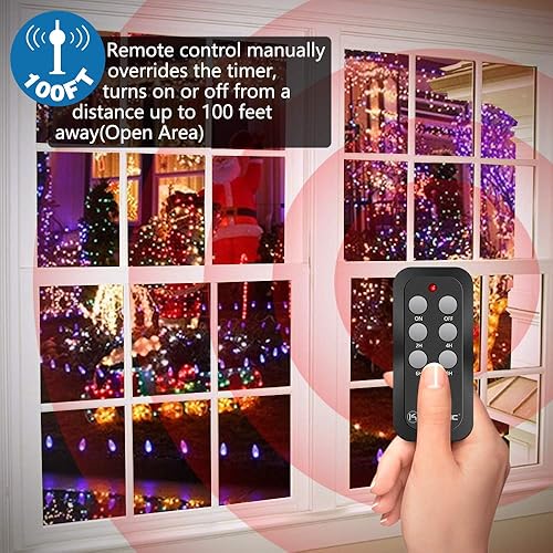 Miniatura 6 de K KASONIC - Temporizador de luz para exteriores, interruptor de temporizador de salida de sensor de enchufe impermeable, control remoto de rango de
