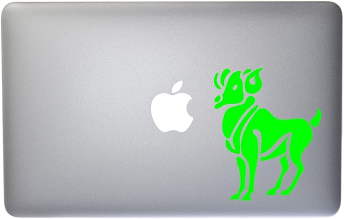 Aries Zodiac Symbol Silhouette 1st Sign Ram - 5 Inch Neon Green Vinyl Decal for Macbook, Laptop or other device