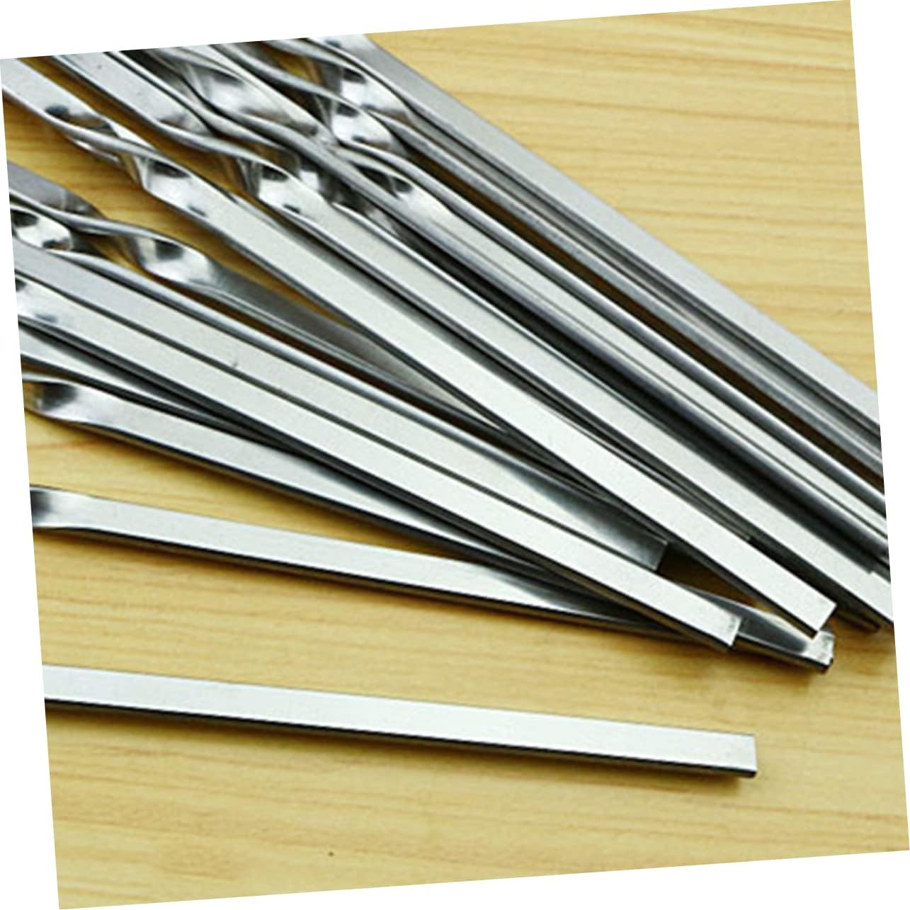 20pcs Long Stainless Steel Grilling Skewers Bbq Skewers for Kabobs Reusable Bbq Sticks Food-grade Metal for Outdoor Party