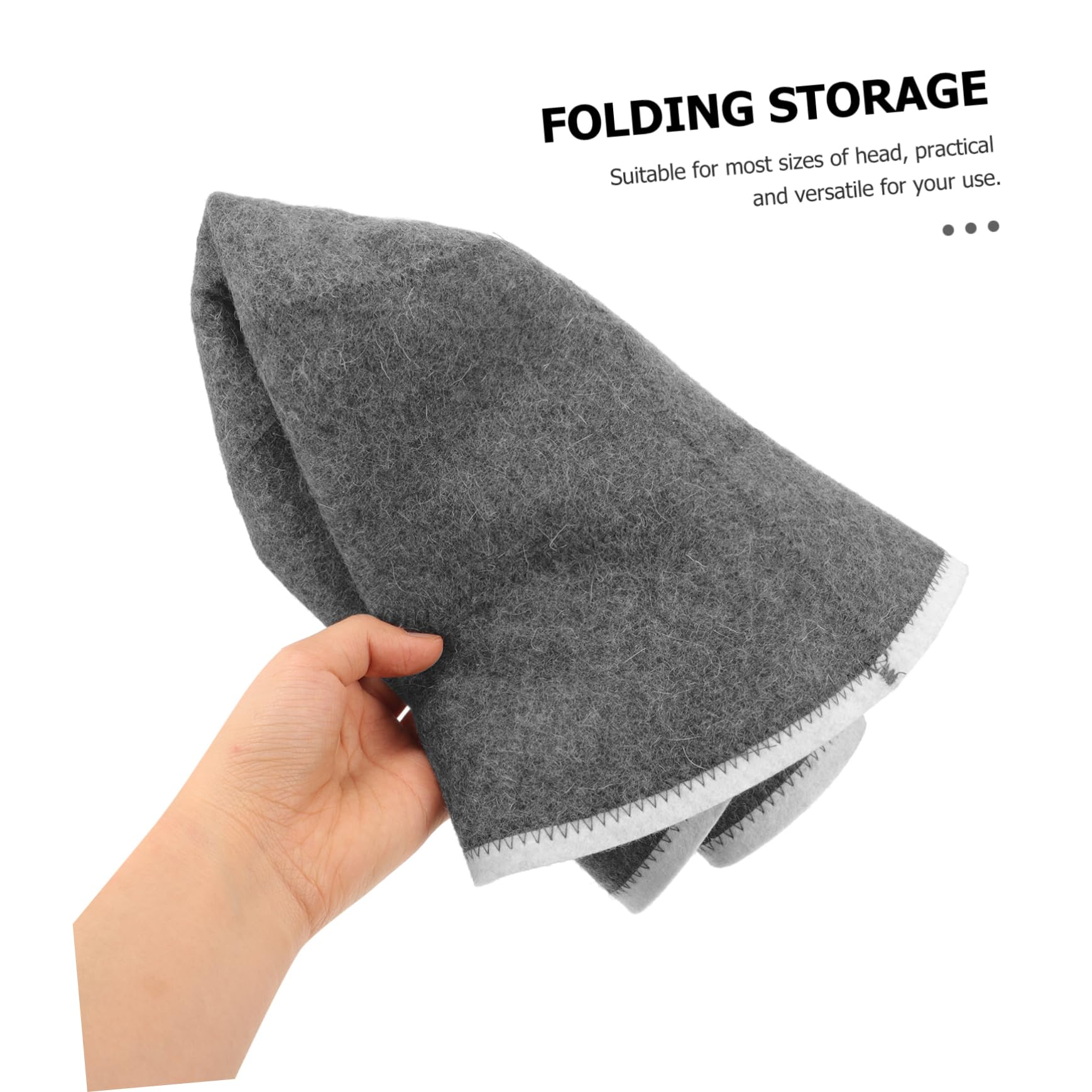 Kisangel Wool Sauna Hat Sauna Cap Headscarf Accessories for Men Turbans Has Hats Head Hair Cap Bathing Caps Bath Organic Fisherman's Shower Cap Felt Wool Grey - Image 3
