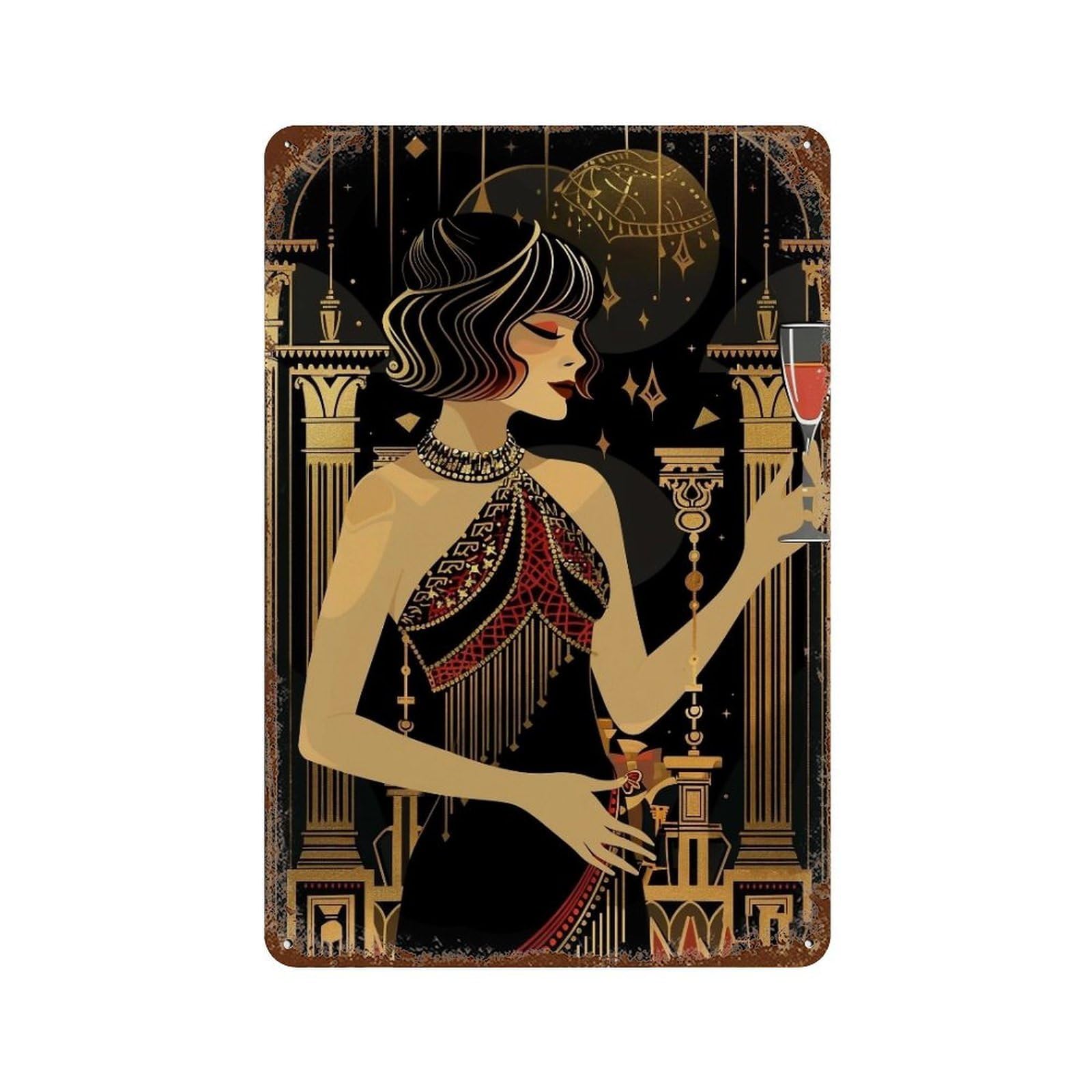 YHGERTKU Flapper Woman 04 Wall Art Retro Iron Vintage Metal Tin Sign Poster Modern Decor for Living Rooms Gift 30x20cm