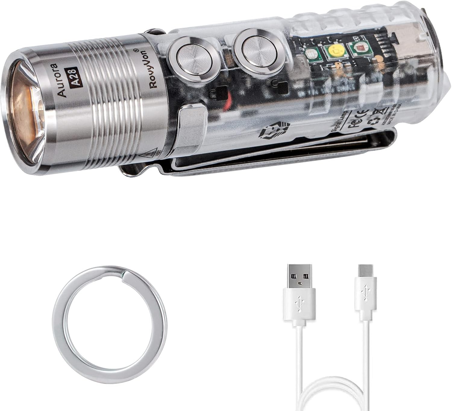 RovyVon Aurora A28 EDC Torch USBC Rechargeable, 600 High Lumens High