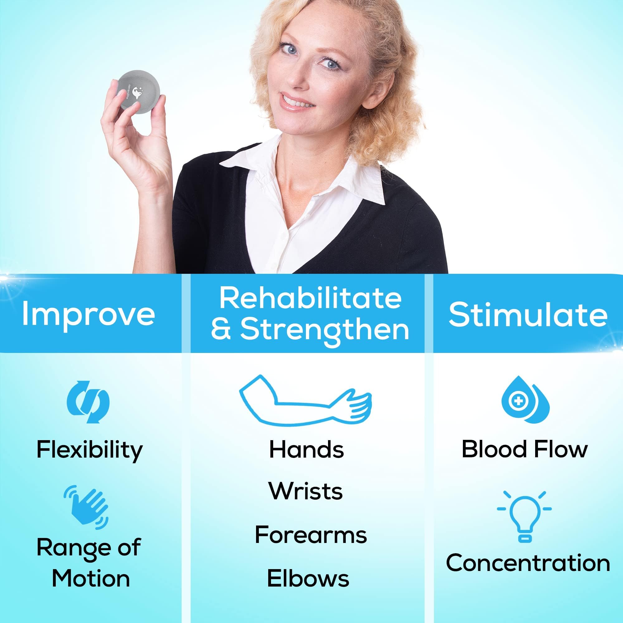 - Serenilite Stress Balls for Adults, Squeeze Ball for Hand Therapy, Stress Ball, Hand Exercisers for Therapy & Grip Strengthening, Physical Therapy Balls, Hand Grip Strengthener.