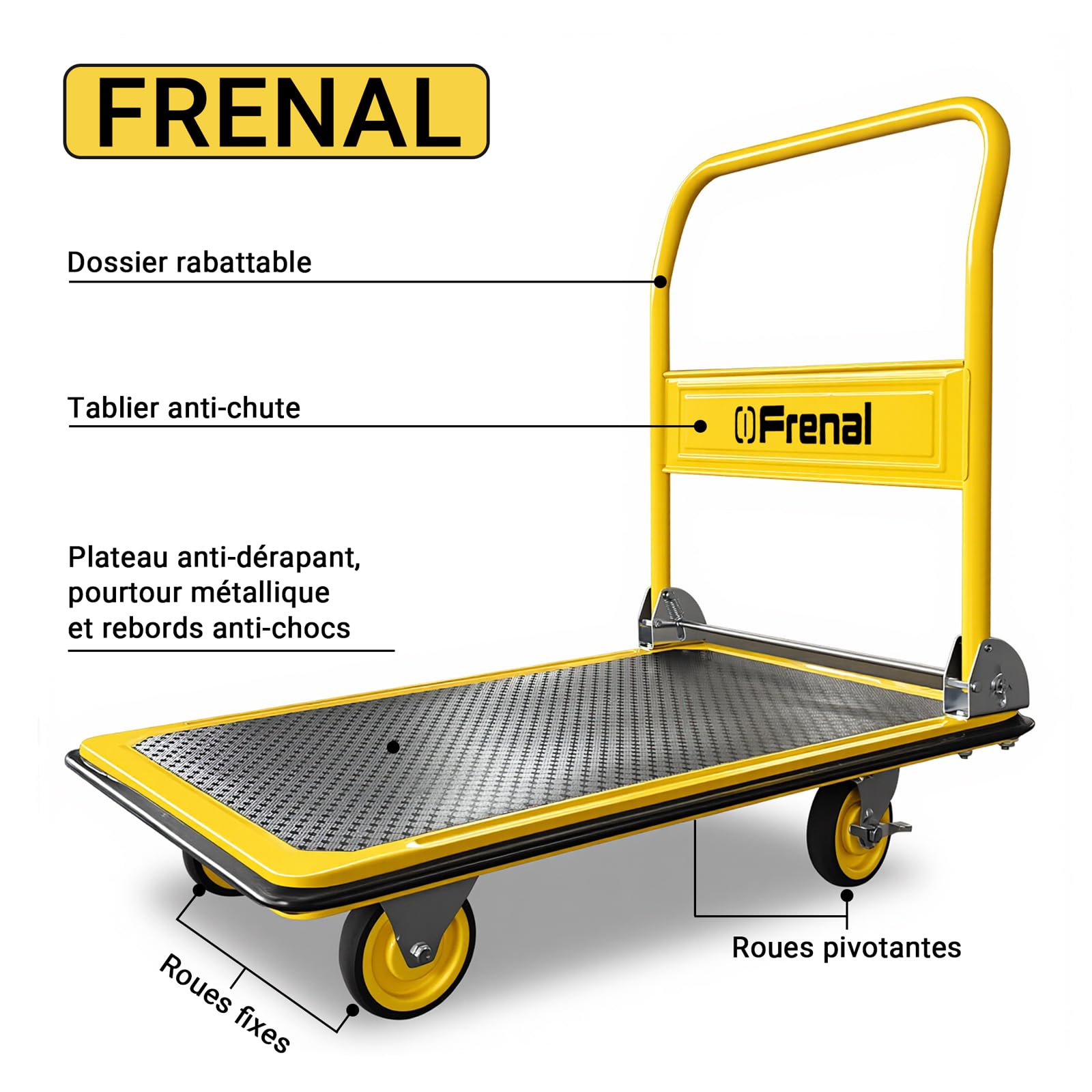 Chariot Plateforme Pliable 300 kg, Chariot de Transport en Acier
