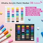 Ohuhu Marqueurs de peinture acryliques Conseils doubles : 36 Pince aux couleurs & Stylos de peinture haute opacité Acrylique Marqueurs imperméable 3D Imprime Egg Wood Glass Céramique DIY Artisans et artisans - Akaka