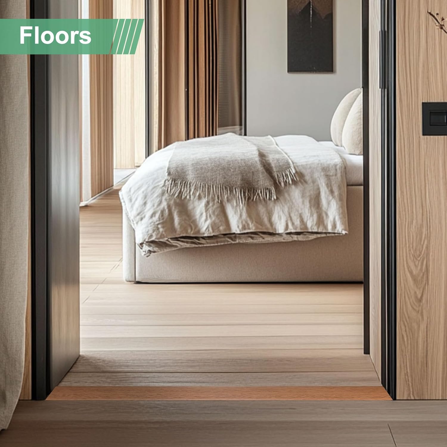 Floor Transition Strip Self Adhesive, 10FTx2.99 Inch PVC Laminate Flat Divider Door Transition Strip for Joining Floor Gaps/Tiles/Carpet/Doorways [Teak]