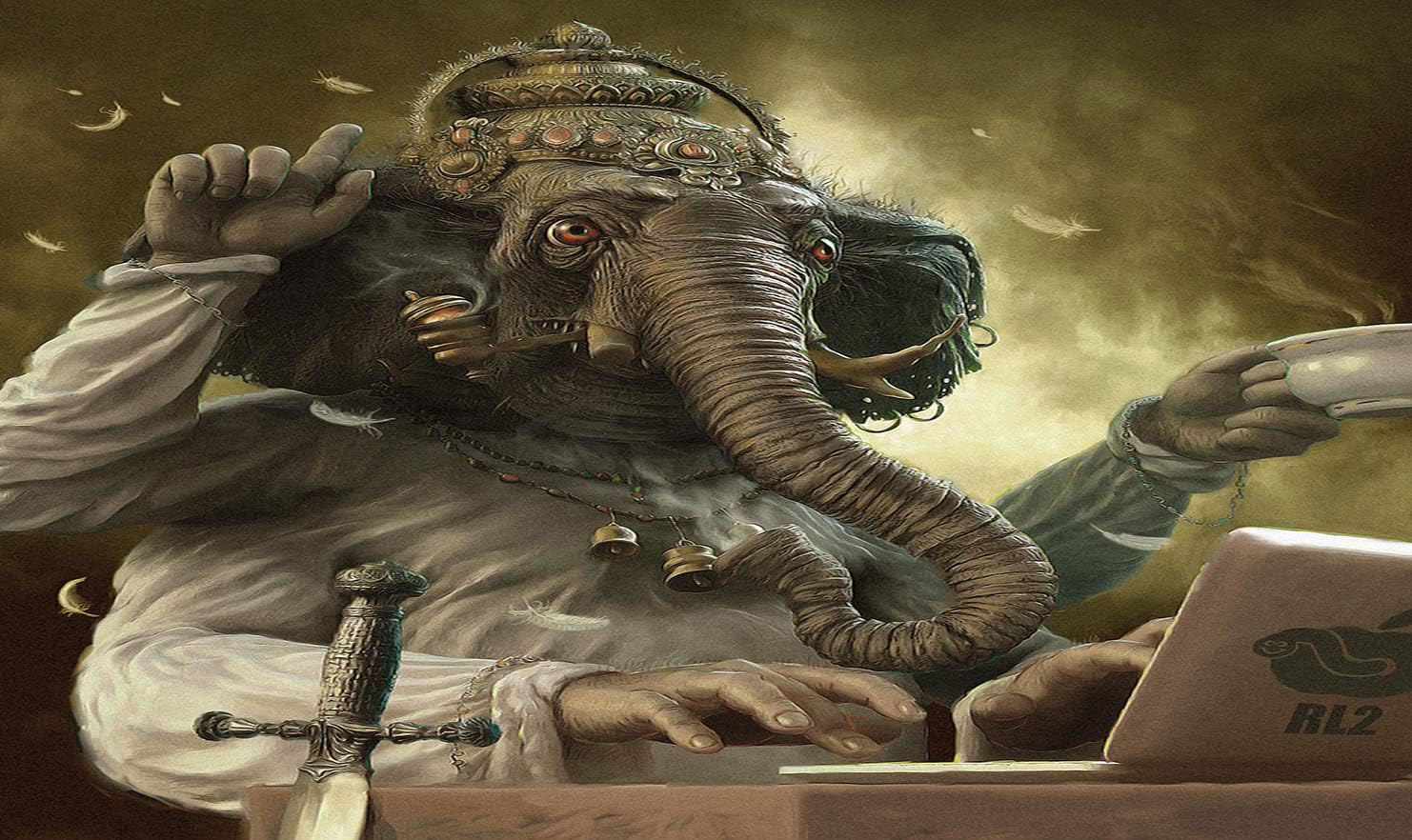 HiddenSupplies Elephant Multitasking Playmat 24 x 14 Inch for Pokemon Magic The Gathering Yugioh 