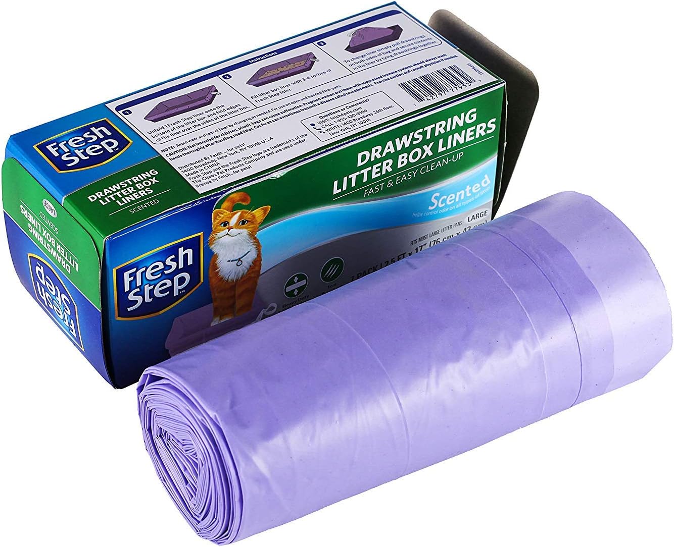 Fresh Step Drawstring Litter Box Liners Scented, Large Size 30" x 17" - 7 Count