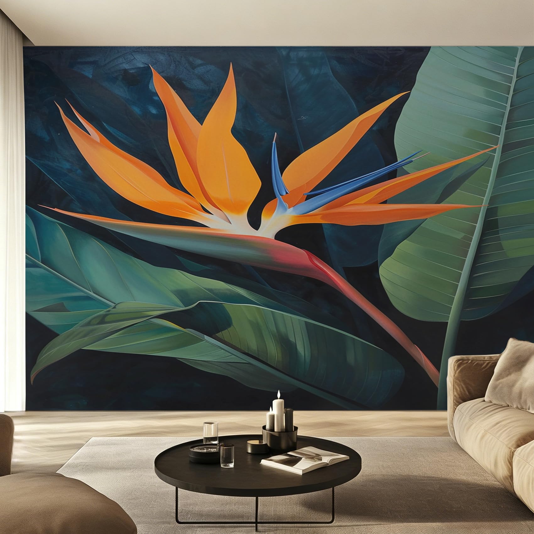 Papier peint panoramique oiseau de paradis 250x175 cm pour décoration murale exotique chic