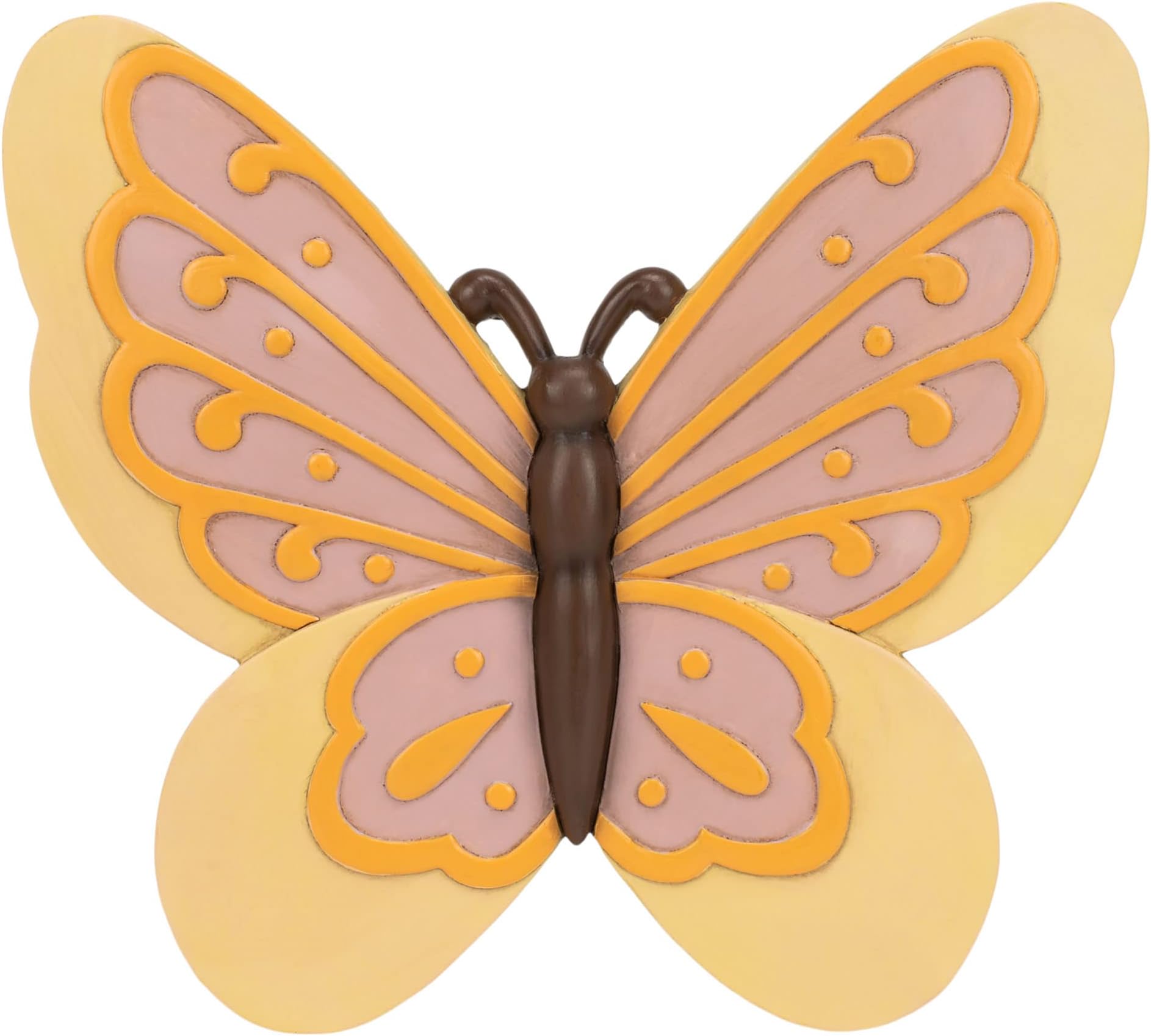 NAT & Jules Animal Character Shaped Dimensional Indoor Outdoor 11 inch Cast Resin Decorative Garden Stepping Stone, Patio, Walkway Sculpture Yard Art, Yellow Butterfly
