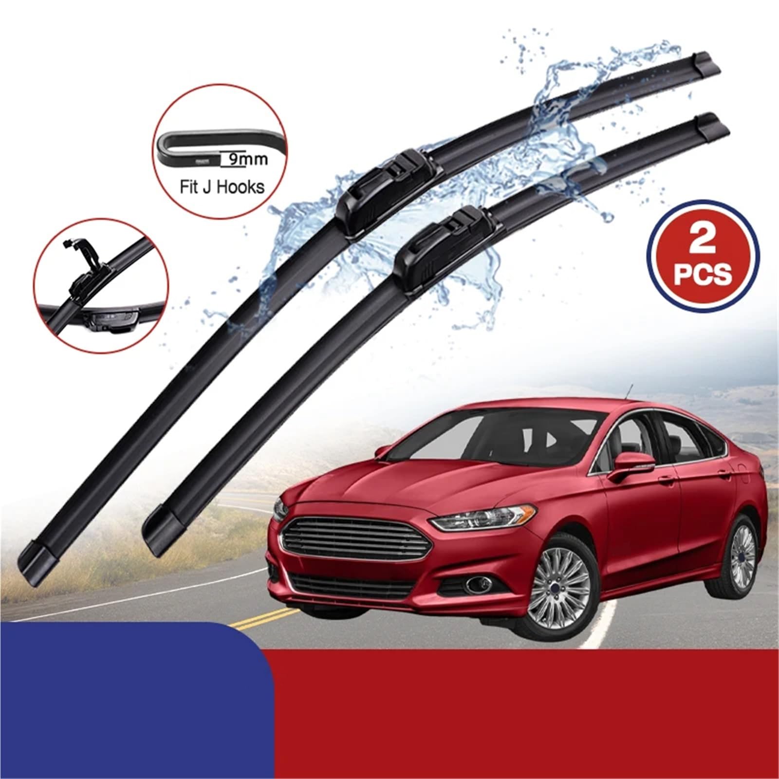 Limpiaparabrisas De Coche Compatible Con Ford Para Fusion Para USA 2006-2012 Limpiaparabrisas De Automóvil Sin Hueso De Goma Suave Para Tipo U Automotriz Silencioso HD 22 "+16"