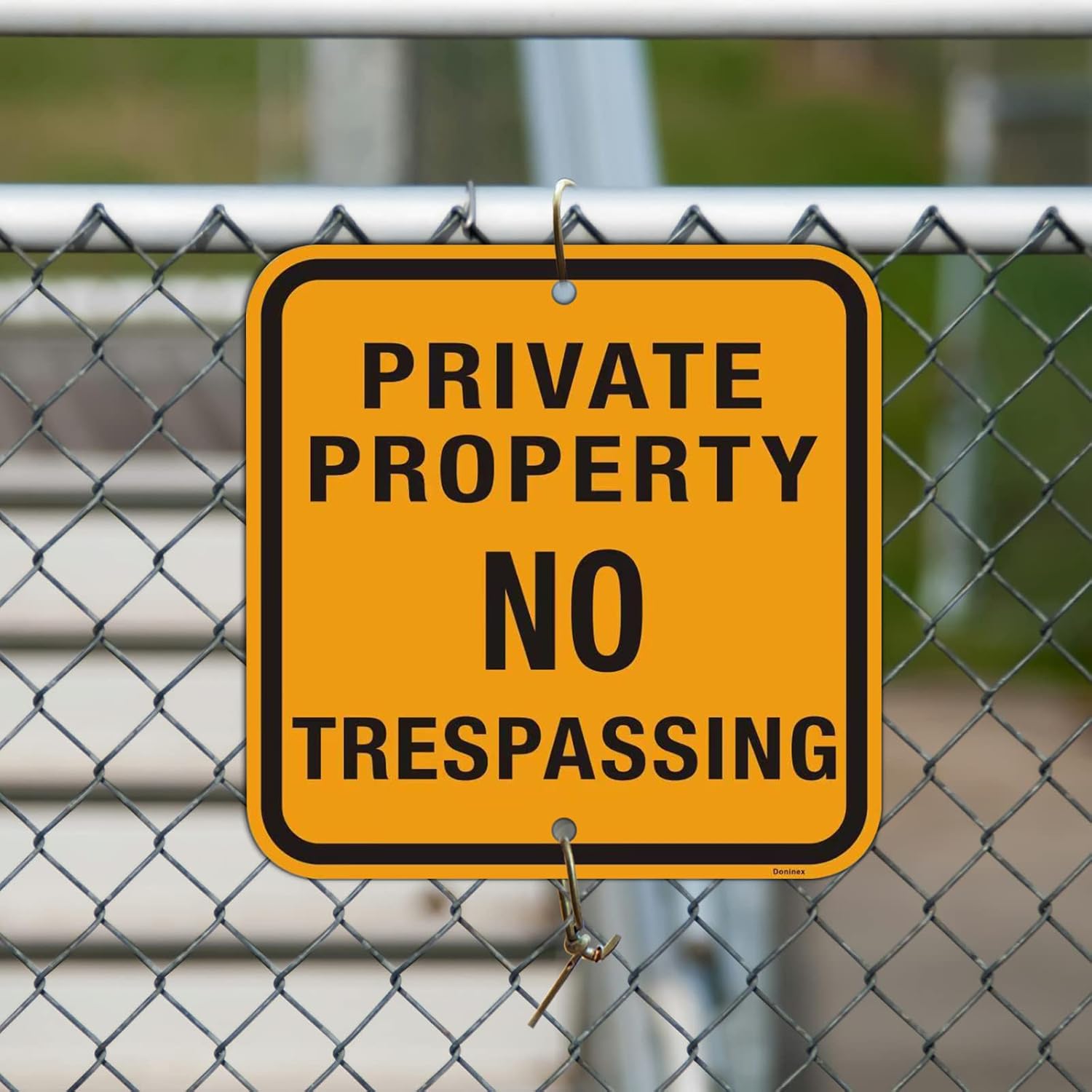 Large (4 Pack) Private Property No Trespassing Sign, Reflective Aluminum Metal, Outdoor Weatherproof (Yellow, 12x12 inch)