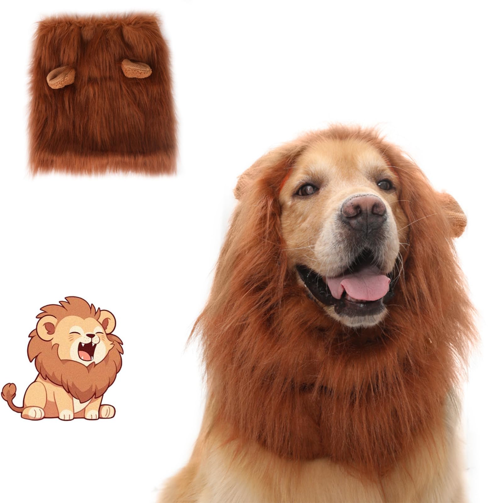 enseak Lion Mane for Dog,dog Lion Mane,dog Lion Costume,dog Lion Mane Costume, Lion Mane Wig for Dog Costume with Ears Pet Adjustable Cosplay Party Fancy Lion Hat Party Activity