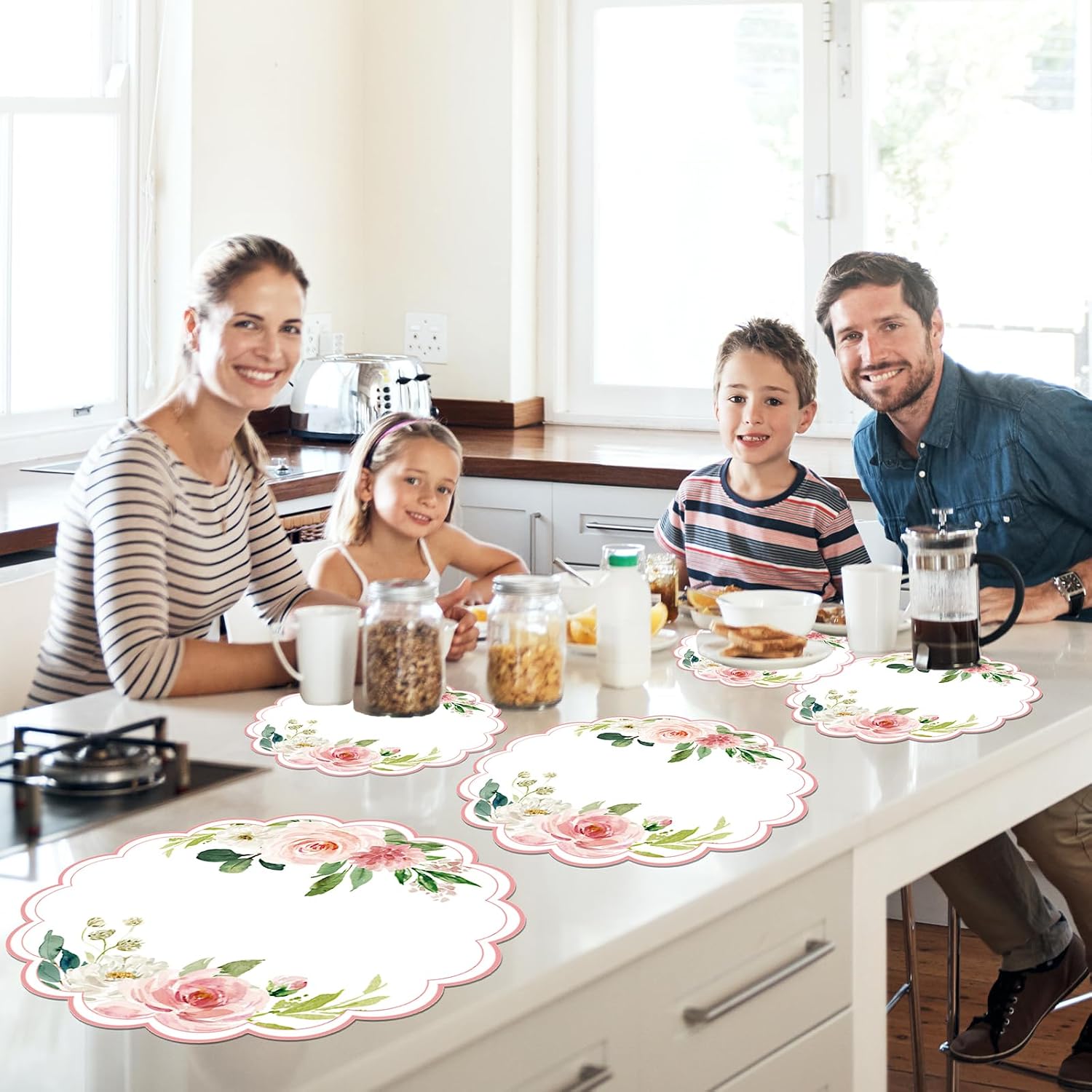 50 Pack Paper Placemats Disposable Pink Floral Placemat