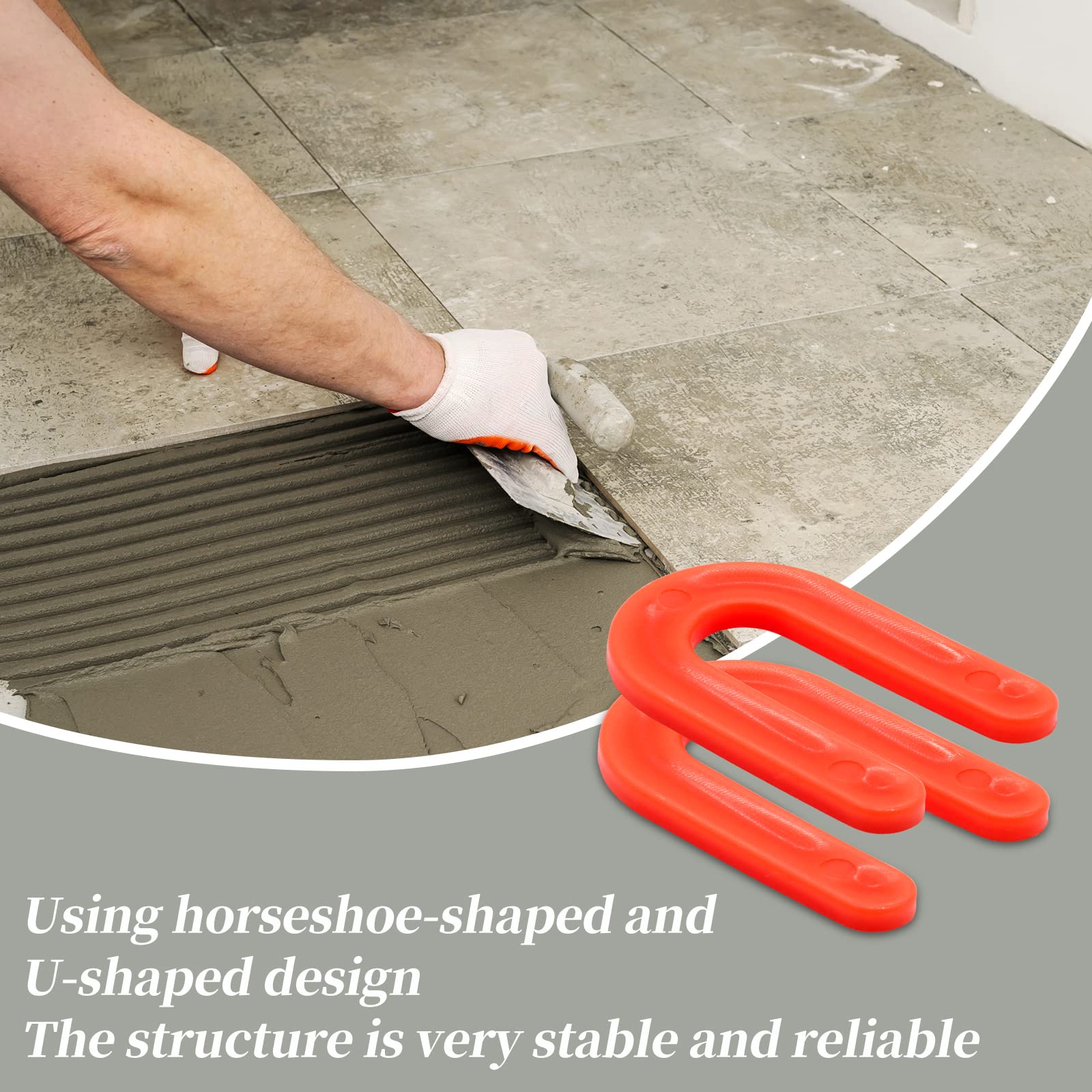 Hordion 50 Pcs Horseshoe Shim Tile Spacers 1/4 Inch, U Shape - View #6