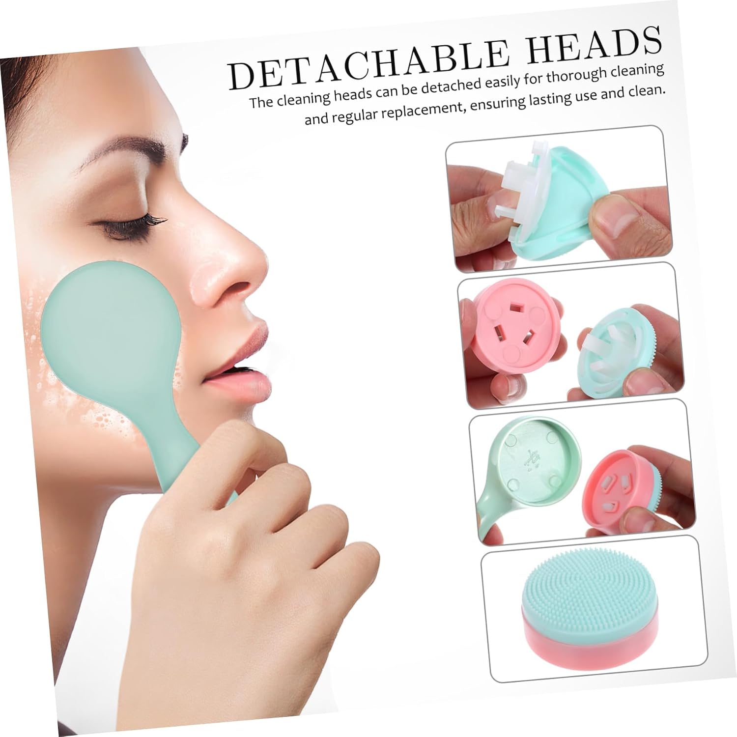 VALICLUD 3pcs Silicone Face Scrubber Soft Manual Facial Cleansing Brush for Gentle Exfoliation and Deep Cleaning for All Skin Types White Pink Green