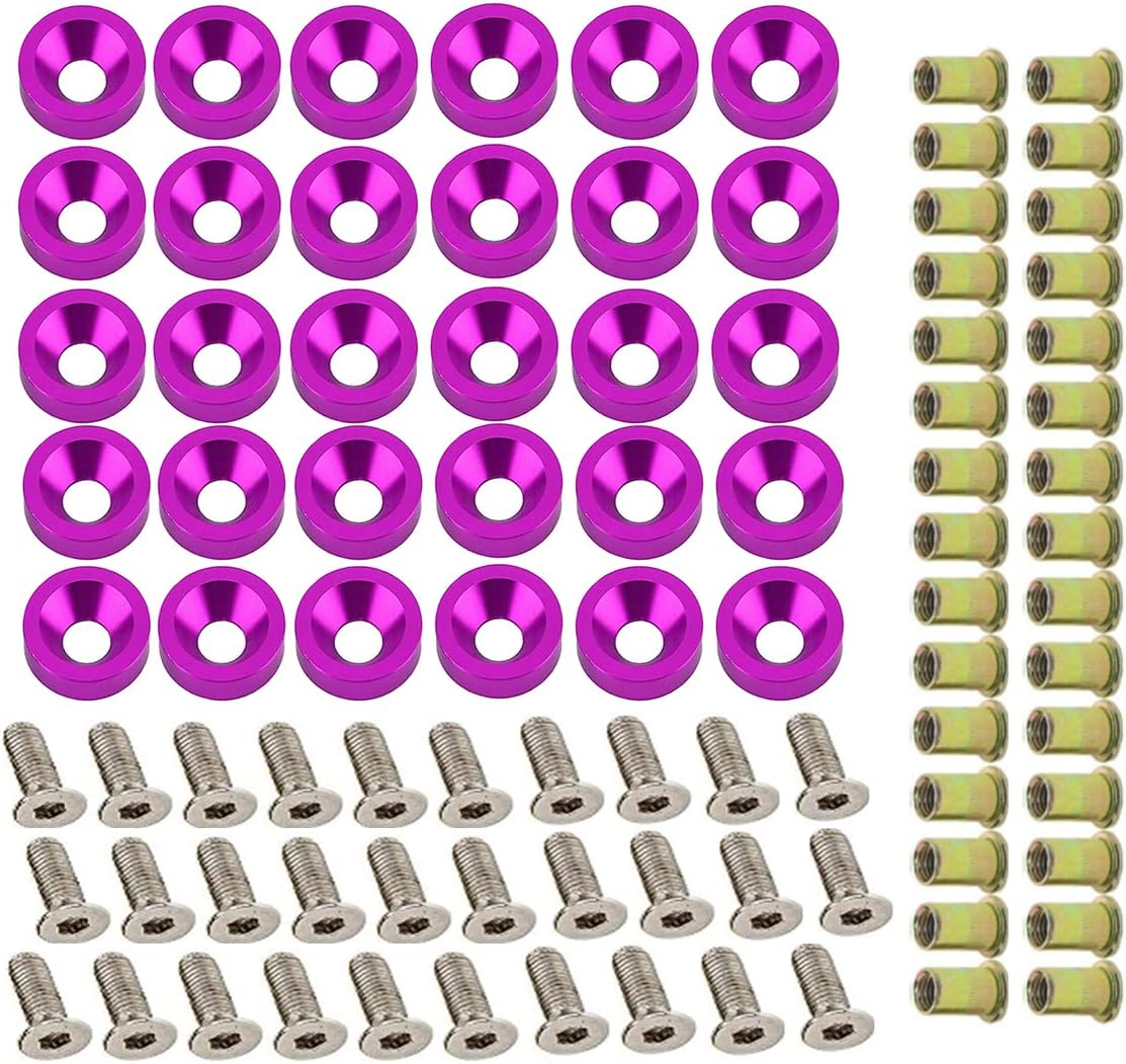 Purple 20 Pcs Aluminum Fender Washer/Bolt Engine Bay Dress Up Kit