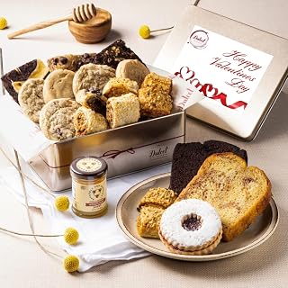 Dulcet Gift Baskets Classic Honey Confection Happy Valentines Tin of Gourmet Pastries Great Gift for Men, Women, Family, and Friends.