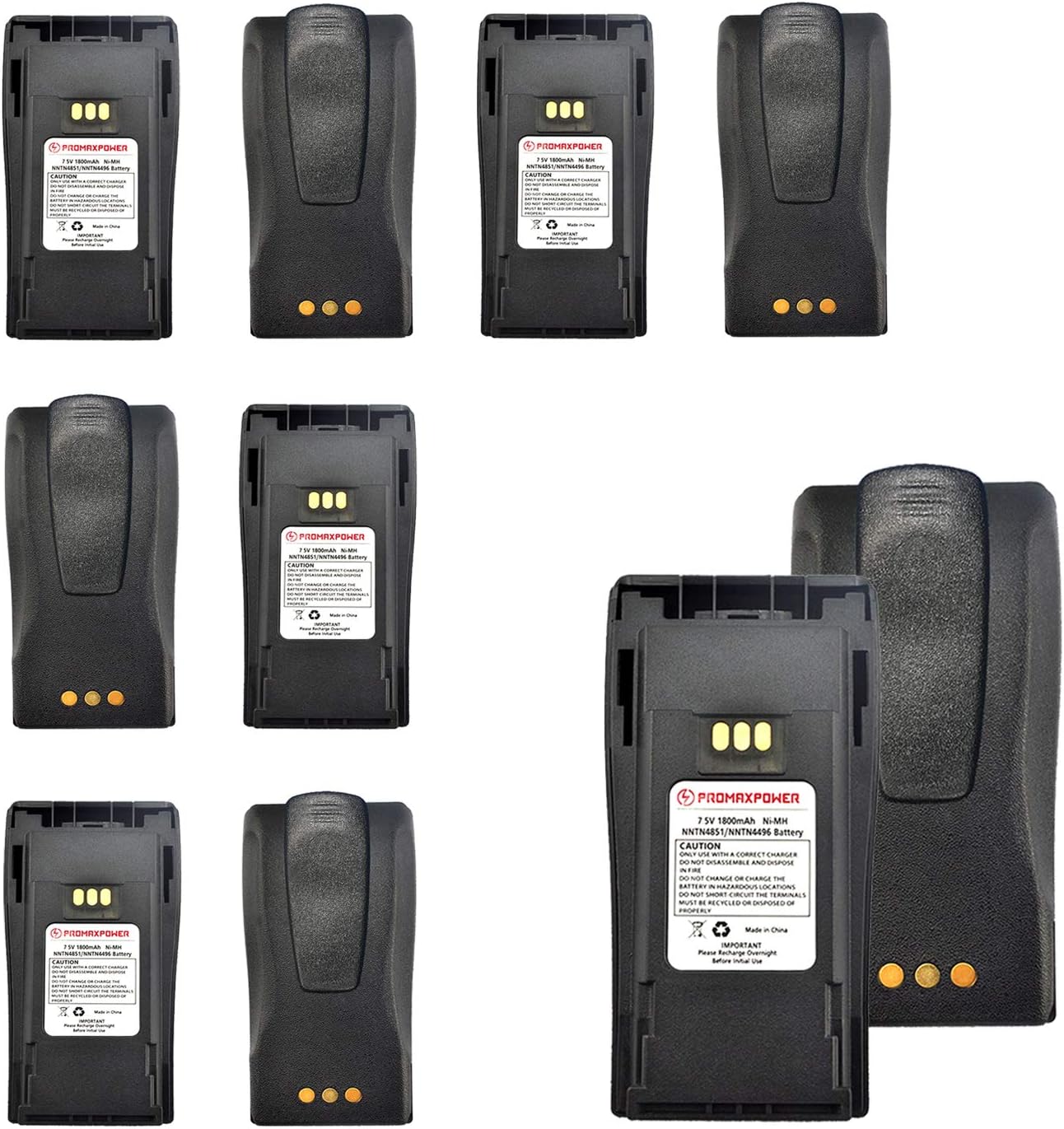 PROMAXPOWER [10-Pack] 1800mAh Ni-Mh Batteries for NNTN4851, NNTN4496, NNTN4497 Motorola Two-Way Radios CP040 CP150 CP200 CP200XLS EP450 GP3188 PR400