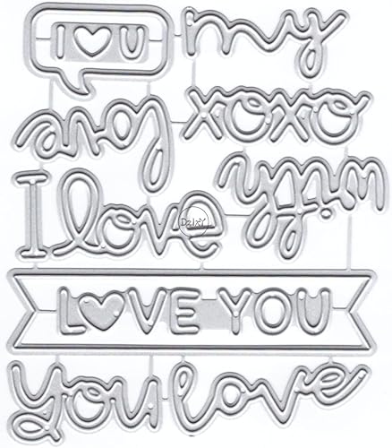 DzIxY Troqueles de corte de metal con texto en inglés "I Love You" para hacer tarjetas, troquelados, troquelados, plantillas para máquina de álbumes