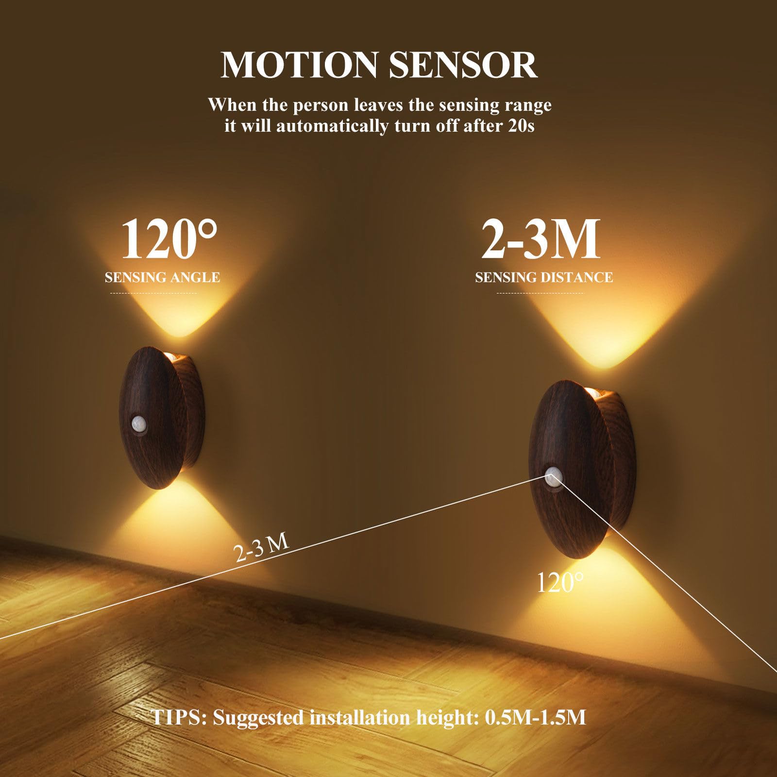 Luz Del Sensor De Movimiento Con Batería Recargable, 1200 Mah Mordern Control Táctil Atenuable 3 Niveles De Brillo De Pared, Para Sala De Estar Dormitorios Pasillos